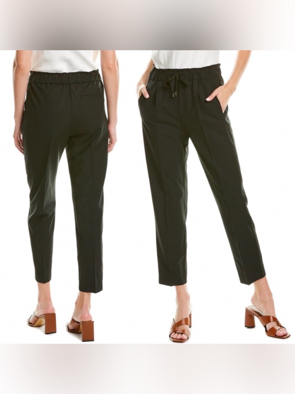 REISS Perry Pull On Tapered Trousers Black - Picture 4 of 11